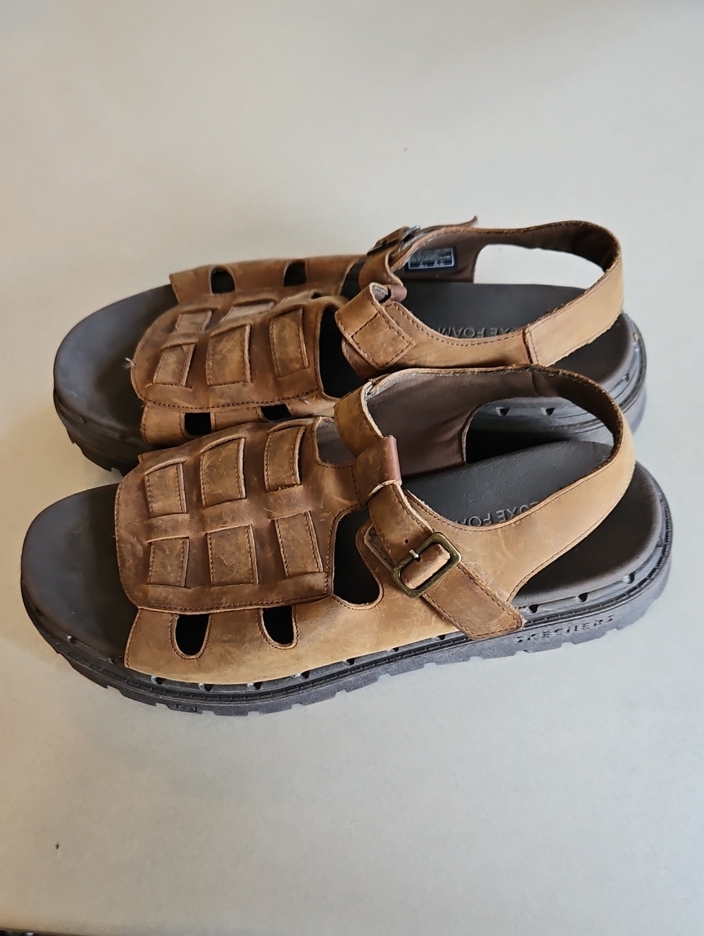 Skechers Brown Leather Men's Sandals